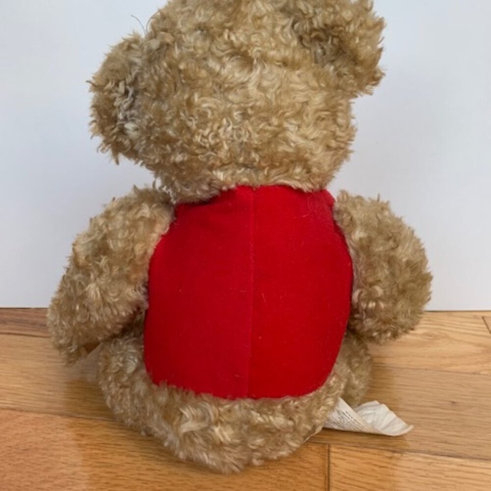 Title: Vintage Hallmark Teddy Bear Red Vest Plaid Bow Plush Stuffed Animal - Picture 5 of 6